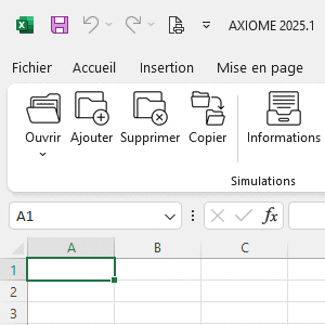 Menu complément Excel AXIOME